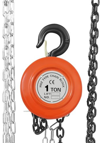 czyuRachel Palan à chaîne manuel 1T, treuil manuel, crochet rotatif à 360°, palan manuel avec cliquet, chaîne de 3 m, ascenseur de chaîne