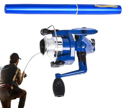 Caña de Pescar de Bolsillo con Carrete – Caña telescópica con Carrete para con Mosca, 99 cm, Equipo Antideslizante, Juego de portátil para Mujeres, Hombres, Pescadores en Lago, Puerto, mar