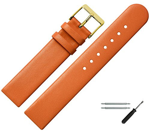 MARBURGER Uhrenarmband 18mm Leder Orange Gold - Montage Set 7611846000220