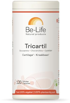BE-LIFE | TRICARTIL 120 | Complément alimentaire | Articulations | Soutient le cartilage & les tissus de l'organisme | Glucosamine, Chondroïtine, Manganèse & Vitamines C | 120 Gélules