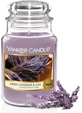 Yankee Candle Bougie parfumée | Grande bougie en pot Lavande Séchée et Chêne | Bougies à combustion longue : jusqu'à 150 heures | Cadeaux parfaits pour les femmes