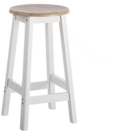 LOLAhome Taburete de Cocina Moderno Blanco de Madera de 54x29x29 cm -