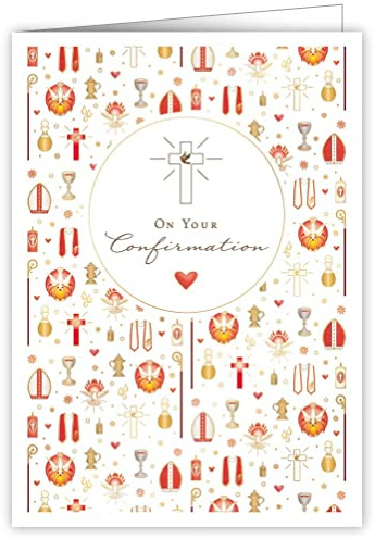 Quire Collections Card Religious Confirmation, Red/Orange, 115 x 163mm, 3419