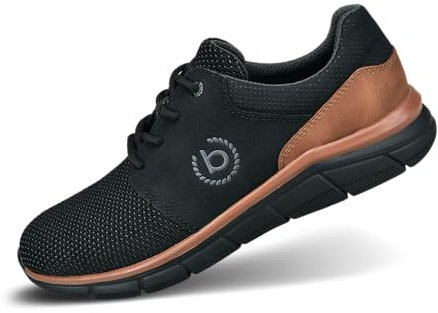 bugatti Herren Leichte Mesh-Sneaker im modernen Design, Flexible Sohle, Schwarz, 43 EU