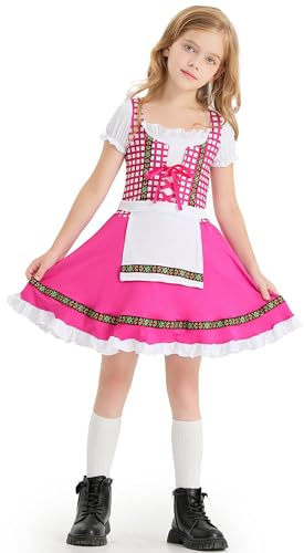 Jelysun Girls Oktoberfest Dirndl Dress for Kids Bavarian Costume German Traditional Beer Girl Outfit Festival Dresses