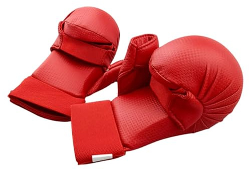 Perfeclan Guantes de Karate, Guantes de MMA, muñequeras, Guantes de Boxeo, Protector, Guantes de Kickboxing para Entrenamiento de Sparring, Rojo m