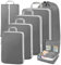 Otauoaea Koffer Organizer Set 7-teilig, Erweiterbares Travel Organizer Set, Packing Cubes Compression für Rucksack und Koffer, Packwürfel für Kleidung Schuhe Unterwäsche, Grau