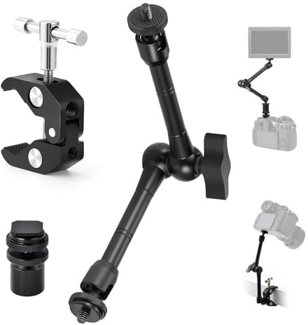 TARION Magic Arm Camera Soporte: trípode con abrazadera para cámara con superclip, brazo articulado flexible, trípode de mesa, soporte de mesa, abrazadera de estudio con rosca de 1/4'' 3/8'' y soporte