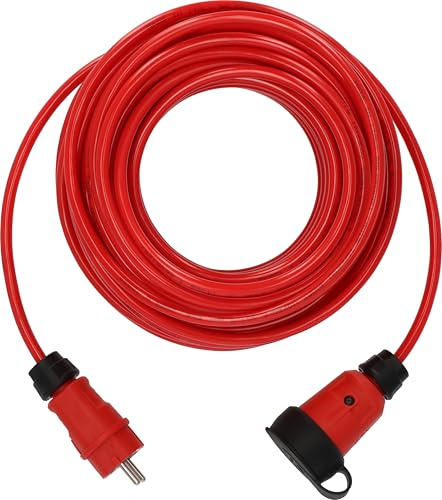 Brennenstuhl Professional förlängningssladd VQ 2100 IP44 (25m kabel H07BQ-F 3G1,5 i röd, för användning på byggarbetsplatser och permanent utomhusbruk, Made in Germany)