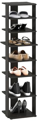 Furinno Compact Zapatero De 8 Niveles con Torre Vertical, 31.5 X 32.8 X 127.8 Cm, para Entrada De Armario, Oficina Y Garaje