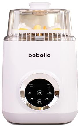 Bebello Washer - 4-in-1 Baby Bottle Washer, Steriliser, Dryer & Storage - Machine for Cleaning Bottles, Breast Pump Parts & Dummies - HEPA Filtration and Safe steam steriliser