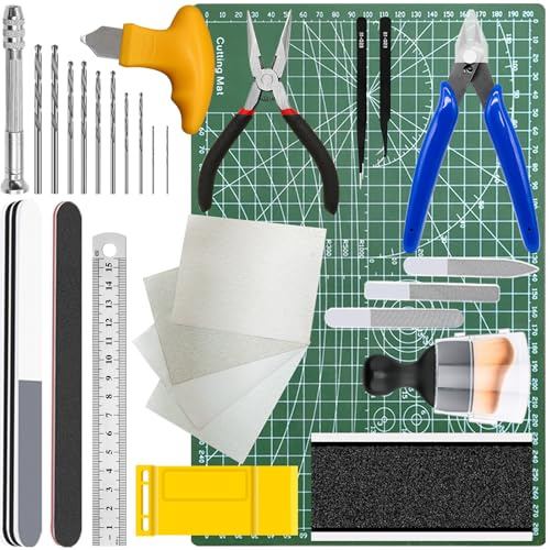 Yauhar 31Pcs Gundam Tool Kit Modeling Tools Hobby Craft Set for Cars, Airplanes, Buildings, Robots Models Repairing and Fixing