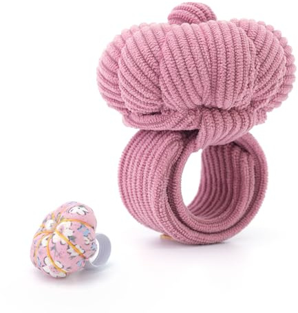 Wrist Pin Cushions, Sewing Needle Cushion kit with 1Pcs Elastic Strap Finger Ring Pincushions, Adjustable Strap Handcraft Needles Holder for Sewing and Quilting (Light Coral)