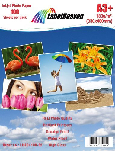 LabelHeaven LH-A3+180-32 Fotopapier, A3 plus, 330 x 483 mm, 180 g/qm, 100 Blatt