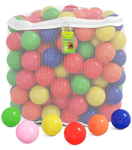 Click N' Play Ball Pit Balls for Kids, 200 Pack - Plastic Refill Balls, Phthalate & BPA Free, Reusable Storage Bag with Zipper, Gift for Toddlers and Kids for Ball Pit, Bright Colors