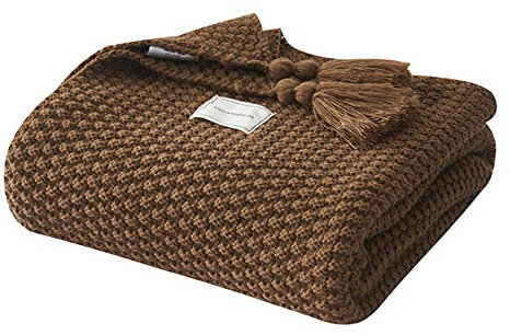 UnvfRg - Manta de punto nórdica hecha a mano, moderna y suave, para sofá o cama, color marrón