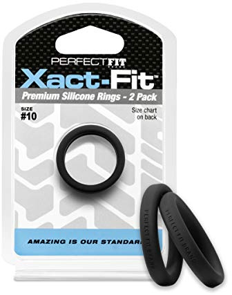 PerfectFit Brand Xact-Fit Cock Ring, Stackable, Silicone, Customizable Sizing, Firm Fit, Durable, Set of 2, Size #10