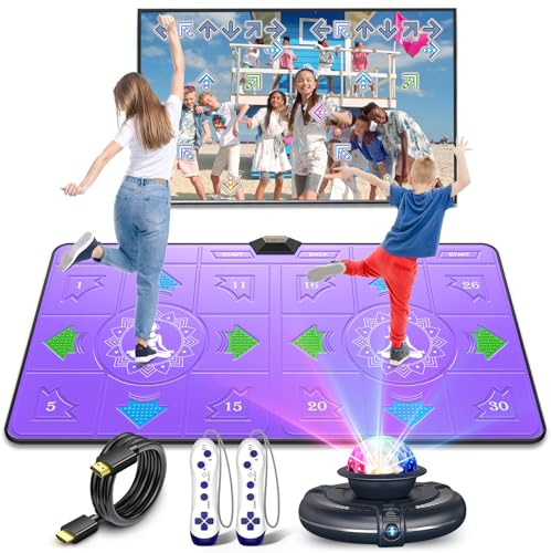 FWFX Wireless TV Dance Mat for Kids & Adults, Interactive Dance Pad Game System - Indoor Fitness Games, Plug & Play for Family Fun (Purple)