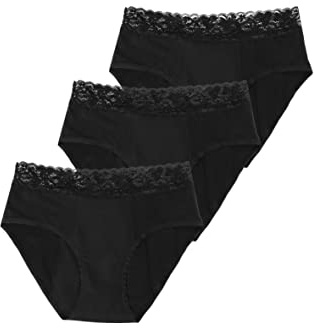 MYLILY® Periodenunterwäsche I Bio-Baumwolle I Periodenunterwäsche auslaufsicher I Nachhaltig & waschbar I Inkontinenz I Schwangerschaft & Wochenbett geeignet (3X Hipster Strong mit Spitze, M)