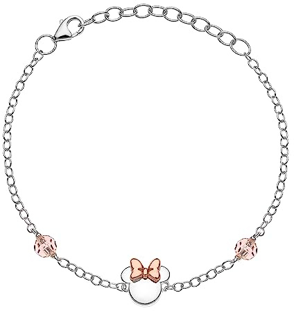 Disney BS00035TRPL-55 Armband Mädchen Damen Minnie Maus Herzen Silber 17 cm