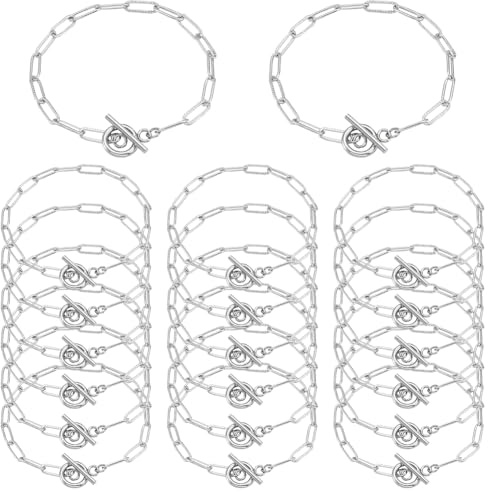 SOFPLATE 1 Scatola 12 Pezzi Catene per Braccialetti Fai Da Te Bracciale A Catena In Acciaio Inossidabile con Graffetta con chis usure A Ginocchiera OT Risultati di Catene A Maglie Testurizzate per Cre