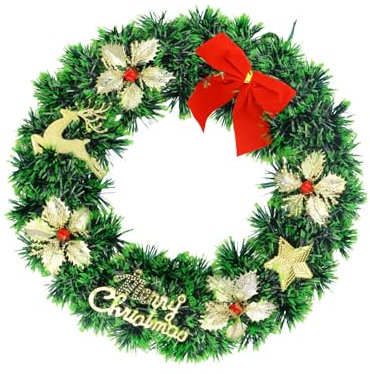 volumoon Ghirlanda di Natale, 33 cm, Verde, Plastica PET