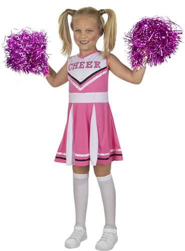 Funidelia | Costume da cheerleader rosa con accessori per ragazza per bambina Cheerleader & Football Americano - Costume per bambini e accessori per Feste, Carnevale e Halloween - Taglia 5-6 anni