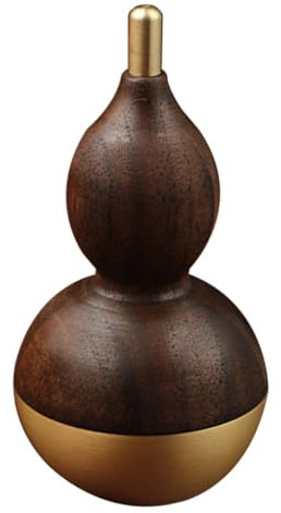 Alipis Delicate Tumbler Gourd Ornament Copper and Walnut Wood Decorative Craft Home Tabletop Adornment Small Size