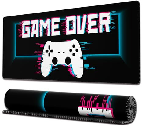Ovenbird Gaming-Mauspad mit genähten Kanten, großes Gaming-Mauspad, erweitertes XL-Cool-Mauspad, Gaming mit rutschfester Unterseite, 80 x 30 cm, Schwarz