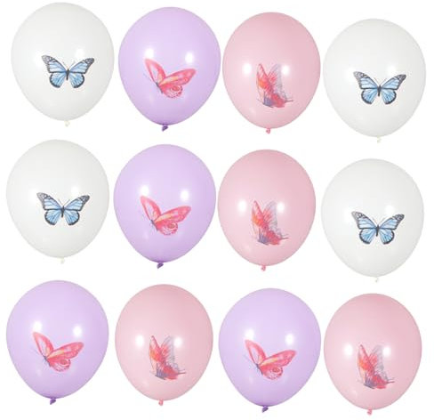 TOYANDONA 18 Stück Schmetterlings-partyballons Neonballons Ballongirland -kit Dekorationsballons Partyballons Dekorationen Helium-ballonpumpe Hellblaue Luftballons Latexballons Emulsion Rosa