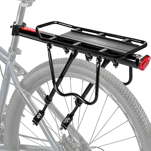 Porte-bagages pour vélo de montagne – 50 kg de charge – Porte-bagages universel réglable en alliage d'aluminium et verrouillage rapide pour vélos de 26 à 29 pouces avec réflecteur