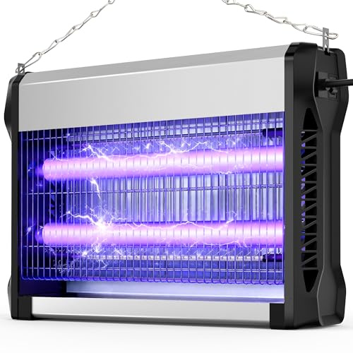 Matamoscas Eléctrica 20W, Lámpara Antimosquitos de 2500V, Mata Insectos, Cobertura 100㎡, Destructor de Moscas Silencioso, Material Ignífugo V0 para Interior, Hogar, Cocina, Oficina y Dormitorio