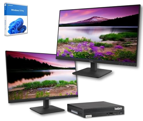 Lenovo All-in-One Bundle con 2x 27 Pollici Core i5 Computer con 3 anni di garanzia ! Intel Core i5 10500T Fino a 3.8GHz, 16GB, 512GB SSD, WiFi, USB 3, USB-C, Windows 11