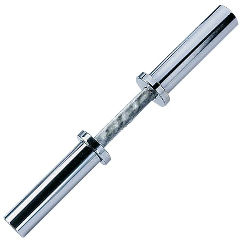 Body-Solid 20 inch Olympic Dumbbell Handle Single, Chrome Plated Adjustable Dumbbells Bar with Knurled Grip - Loadable for 2 Inch Olympic Weight Plates