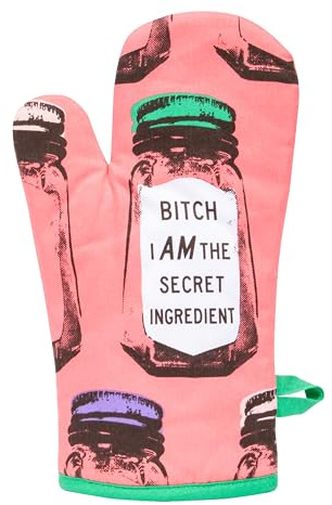 Blue Q B*tch I Am The Secret Ingredient Funny Oven Mitts, Home Kitchen Gifts, Cooking Accessories, Super-Insulated Quilting, Comfy Natural-Fitting Shape, Pot Holders, 100% Cotton, Size 12.5L x 7.5W