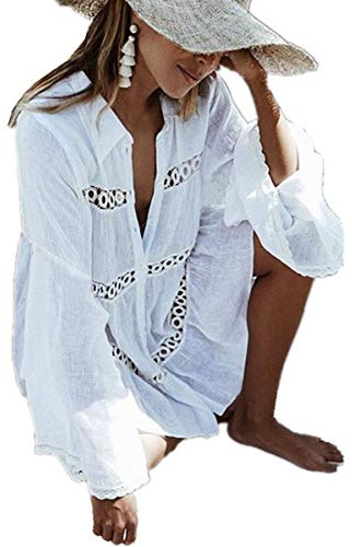 LikeJump Donna Tunica Abito da Spiaggia Parei Copricostume Copribikini Bikini Costume da Bagno Cover Up