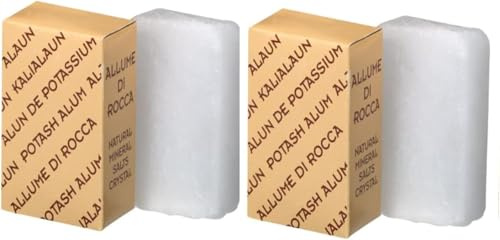 MAUQI 2x Pierre d'Alun Potassium 100g, Cristal Naturel pour Hygiène Visage Corps Après Rasage et Épilation