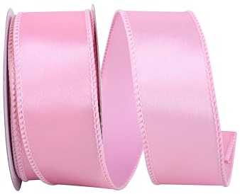 Reliant Ribbon Satin Value Wired Edge Ribbon, 1-1/2 Inch X 10 Yards, Pink