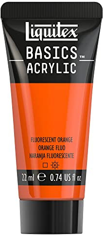 Liquitex 8870500​ Basics Acrylfarbe - Orange Fluo​, 22ml Tube, lichtecht, wasserfest, zum Malen und Dekorieren von Holz, Metall, Keramik, Kunststoff, Leinwand