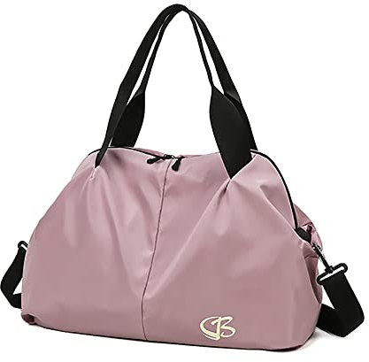 Vllcsla Sporttasche Damen Klein Reisetasche, 45x27x20 cm, mit Nassfach, Weekender Fitness Gym Bag, Sport Tasche Damen Fitnessstudio Gym Tasche, Leichte Weiche Sporttasche, Dunkel Rosa