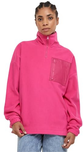 Urban Classics Damen Sudadera de Forro Polar para Mujer Troyer hibiskuspink L