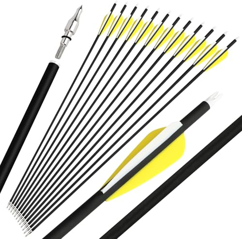 limaity Flecha híbrida de Carbono 31.6 Pulgadas Flechas de Caza Flechas de práctica de Tiro Spine 500 con Tres Pluma de Caucho para Arco recurvo y Arco Compuesto (Estilo B, 6)