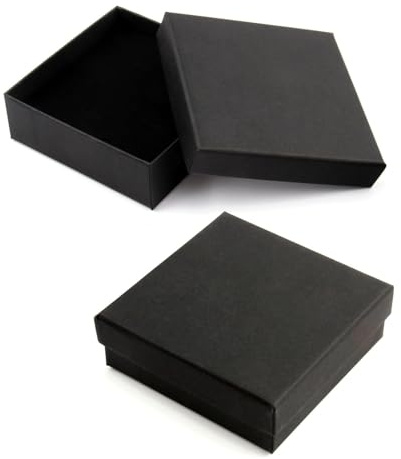 4 Pezzi Scatola Regalo Piccola, Scatola Regalo con Coperchio, Scatolina Regalo, Scatole in Cartone per Gioielli 9 x 9 x 3 cm, Semplice e Pratico per Collane, Bracciali, Anelli, Piccoli Regali, Nero