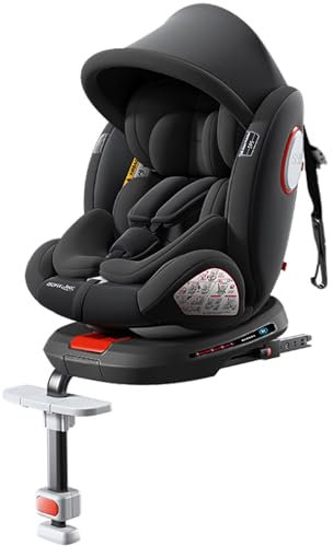 Nine point nine Giratorio 360° Silla Coche, Altura e Inclinación Ajustables Silla Coche Bebe, Anticolisión Sillita Bebe Coches, Fácil de Limpiar Sillita Bebes Coches (Black with Foot Rest Frame)