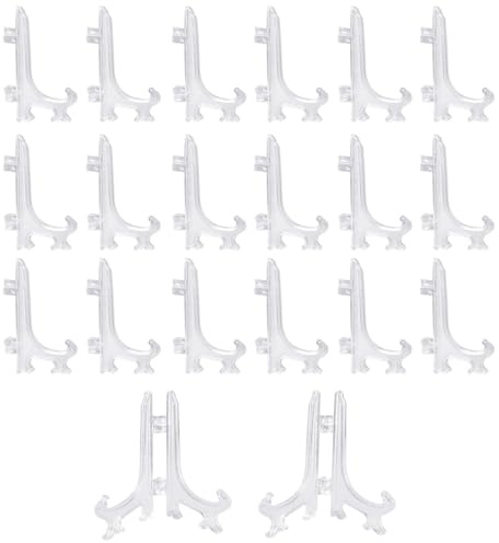 SYEYCW 20 Piezas Plástico Pantalla Soporte Caballete, Mini Estable Para Mostrar en Escritorio, para Platos, Albumes de Fotos, Pinturas, Colección, Cartas, Medallas Y Colgantes Expositor