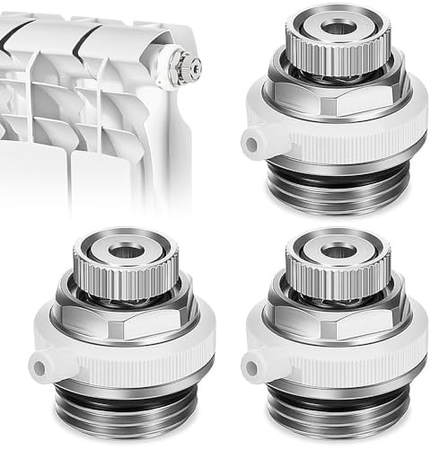 BIZOI 3 Pièces Vanne de Radiateur à Purge Automatique 1/2 Purgeur de Radiateur Soupape d'Aération, Évacuation à Air Évent Automatique en Laiton à Air à Coupure pour Radiateur Auto-ventilé, Radiateur