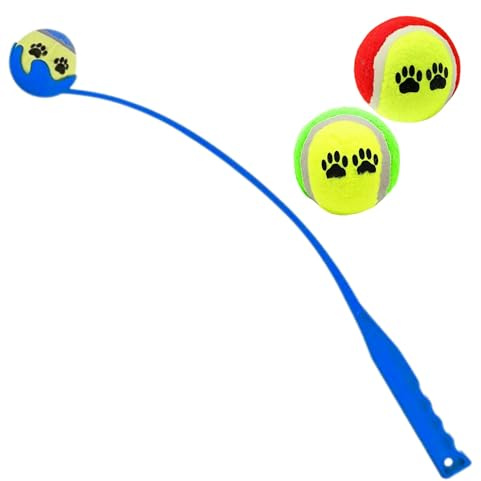 Welari Dog Ball Launcher 70cm with 2 Extra Tennis Balls (Assorted Colours) - Long Throw Pet Fetch Toy for Dogs - Exercise & Outdoor Play for Dogs and Owners (1 Pack)