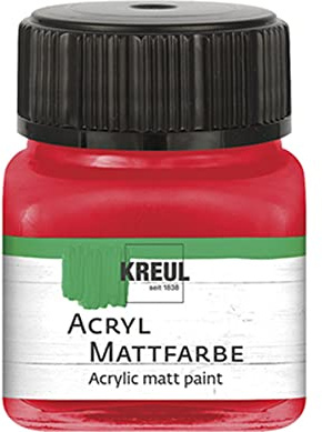 KREUL 75205 – Colore acrilico opaco, rosso in vetro da 20 ml, colore cremoso, coprente, ad asciugatura rapida a base d'acqua, adatto per diverse superfici