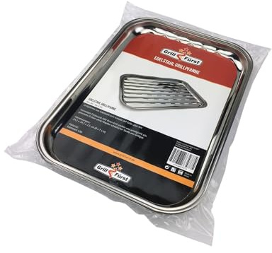 Grillfot grillpanna/grillskål rostfritt stål 24 x 34 cm