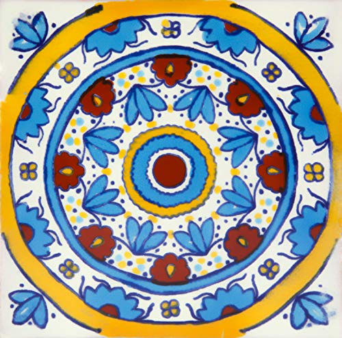 Cerames Piastrelle Mosaico Messicane Rueda – 30 ceramiche mattonelle messicane decorative per bagno, doccia, scale, parete posteriore della cucina | Tessere mosaico ceramica 10,5x10,5 cm